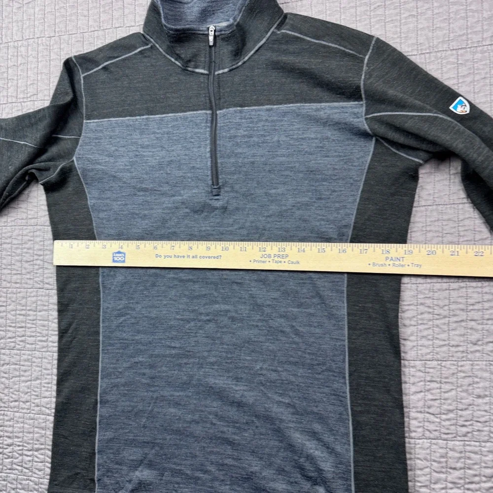 Kuhl Mens Small Ryzer 1/4 Zip Pullover Gray Outdoors Thumbhole Hiking Top